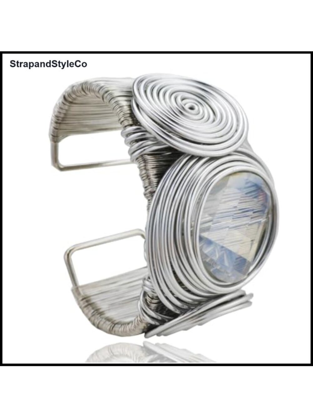 Chunky Open Cuff Bracelet Plated Alloy Rhinestone Wide Bangle